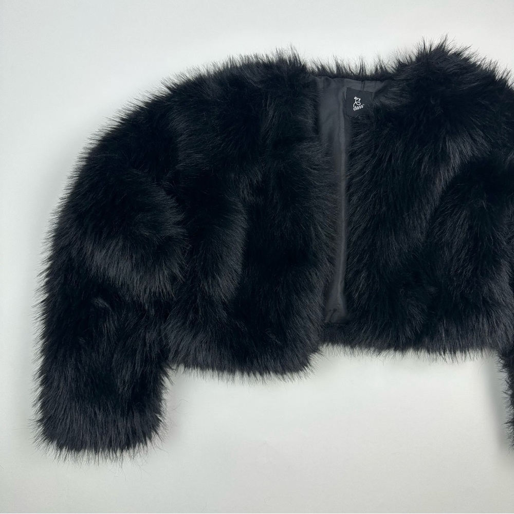 Art Class Plush Black Faux Fur Jacket Size Large - Picture 2 of 8